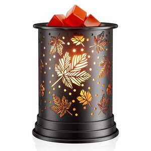 Maple Leaf Black Metal Wax Warmer 6 x 4-in Fragrance Aromatherapy Gift NEW